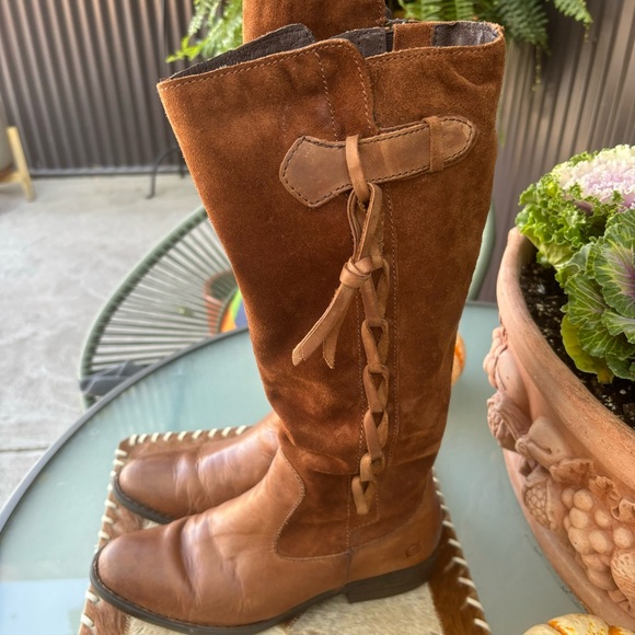 Born Suede & Leather Tall Boots w/Braided Trim - Picture 9 of 15